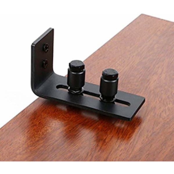 Barn Door Floor Guide, 1pc Adjustable Roller Floor Guide with Screws Barn Door Hardware Track Rails Black-