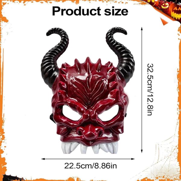 Halloweenmask med horn, halvmask, justerbar, ventilationshål -