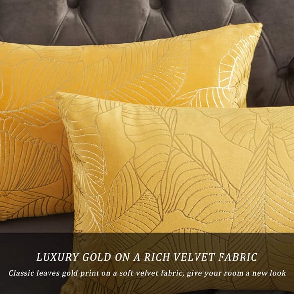 30*50cm Sammet Kuddfodral 30x50cm Dekoration Tryckt Guld Kuddfodral för Soffa Sovrum Bil Vardagsrum Kuddfodral Gult Set om 2