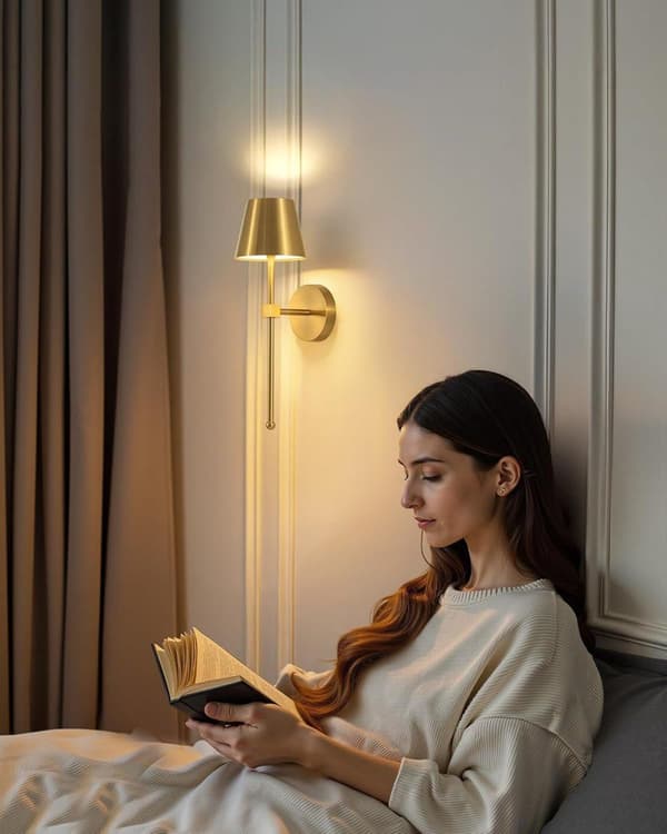 Wireless Wall Sconces 2-Pack, LED Lamps with Rechargeable Battery, Stepless Dimmer with Remote Control Gold