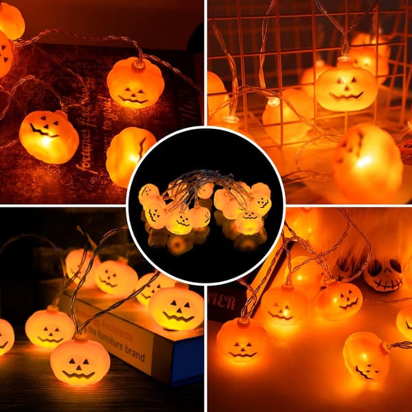 Halloween-dekorationer 14,7 fod 30LED græskar lyskæde, batteri