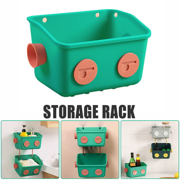Hanging Storage Basket Dorm Bedside Sundries Holder with Drain Holes Stackable Organizer for Bathroom Kitchen Gray Wihte