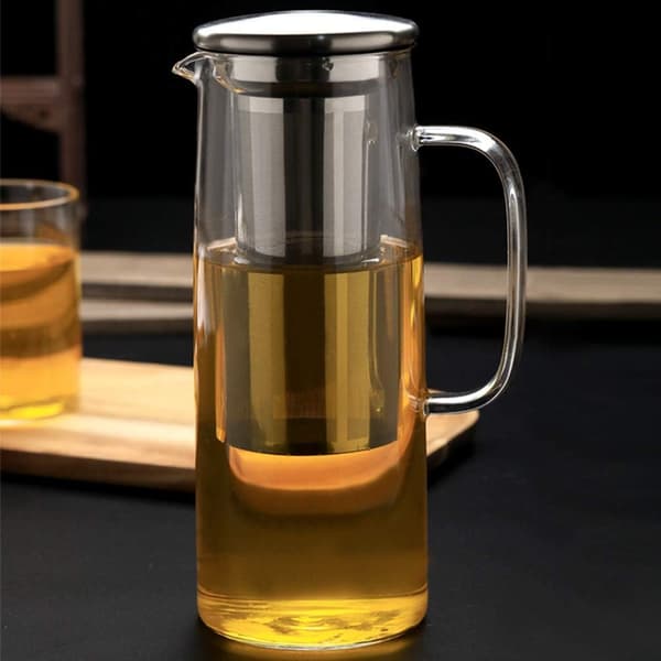 Glaskande med filter i rustfrit stål, 1200 ml koldbrygget kaffemaskine med netfilter
