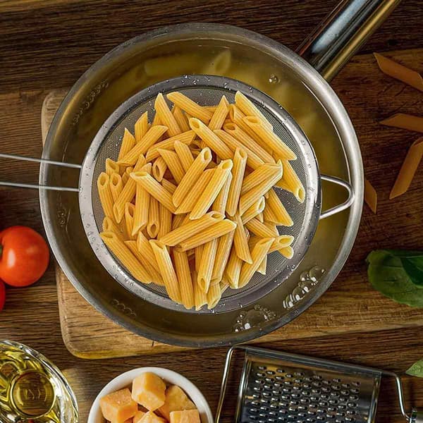 Professional fine mesh stainless steel sieve, rust-proof reinforced frame with easy-to-clean design for your culinary adventures, conical shape
