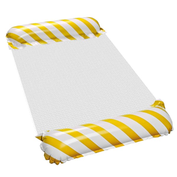 Inflatable beach mattress with mesh backrest yellow/white 110x70 cm 190