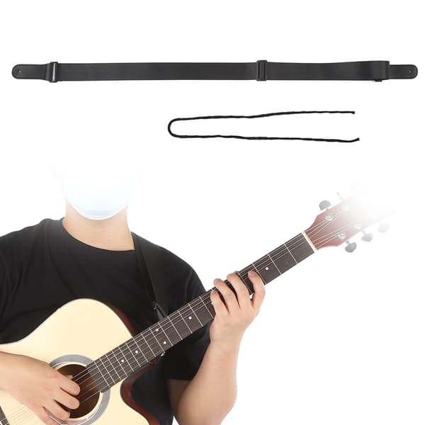 Guitarrem Akustisk Elbas Ukulele Nylonbælte Justerbart Toplæderhoved (Sort)