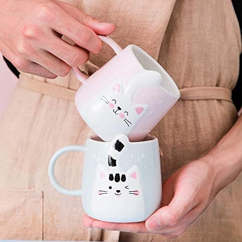Keramisk relieff katt kaffekopp håndmalt kopp