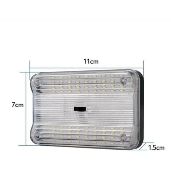 Rektangulær kuppelformet taklampe, 12V DC, 36 hvite SMD-lysdioder, for bilinteriør