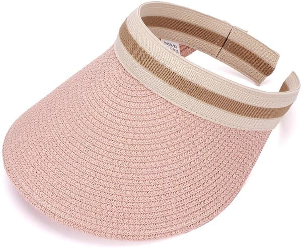Kvinner Stor Bredbremmet Strand Halm Golf Solhatt Sommercaps (Rosa)