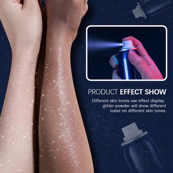 Glitrende Glitterspray 60ml Sølv Glitterspray til Kvinder Glitterpulver Makeupspray Hår- og Kropsglitterspray