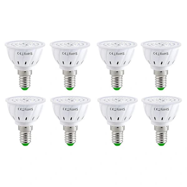 E14 Fullspektrum LED Vekstlys - 8-pakning for Innendørsplanter og Hydroponikk