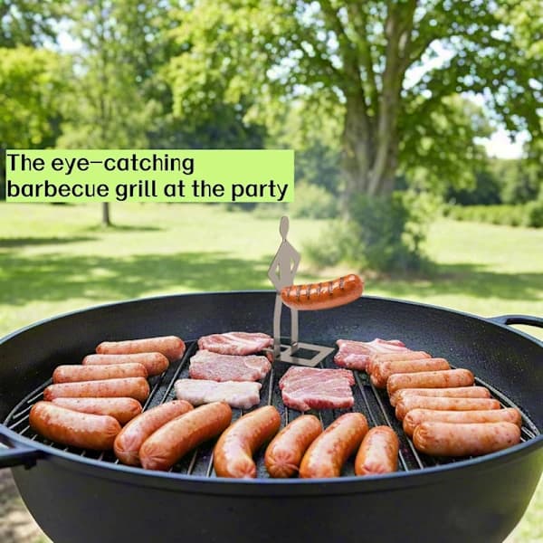 Pølsegrillstativ i rustfrit stål, genanvendelig pølseholder, sjov grillgave, 2 stk. 2PCS