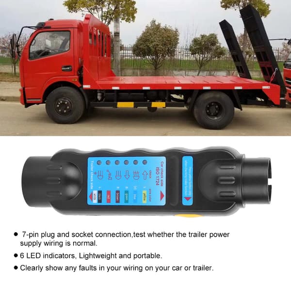 7-pin Trailer Plug Socket Tester Wiring Circuit Light Test Tool Resistance 12V