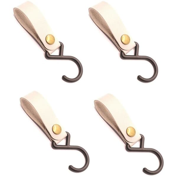 Läderkrokar 4-pack för förvaring, S-formade krokar för handdukar, kläder, hattar, nycklar, väskor och redskap