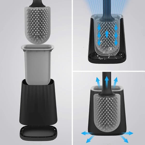 2-pack Silicone Toilet Brush, Toilet Brushes and Holder for Bathroom, With Ventilated Drying
