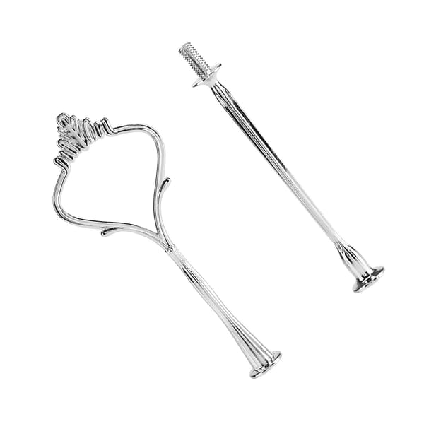 Multilayer Cake Stand Handle Fruit Plate Fittings Holder (2-layer Crown Silver)