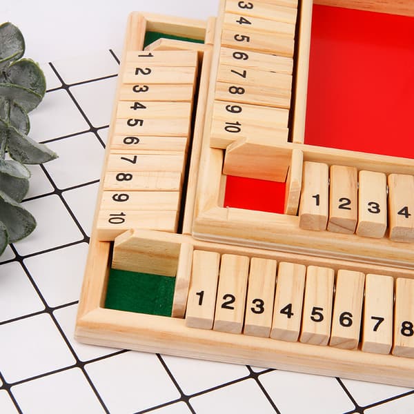 4-spillers Shut The Box Trebordspill Klassisk Terningspill