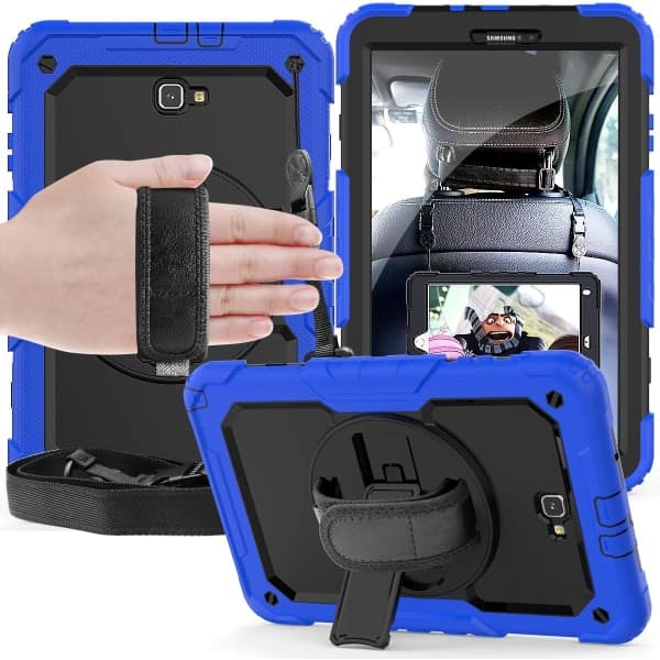 Samsung Galaxy Tab A 10.1 Case 2016 SM-T580/T585 with Screen Protector for Kids Shockproof Rugged Case Pen Holder Blue