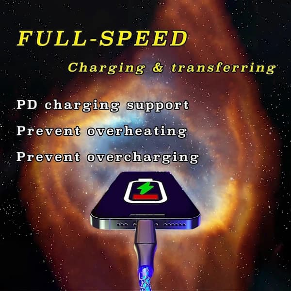 LED Flowing Fast Charging Cable for Laptop and Mobile Phone
