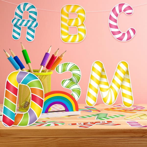 176 stk. Candyland oppslagstavlebokstaver store utskårne alfabeter stilnavn - style_name