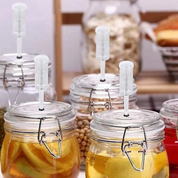 Fermentation Lid with Airlock Set, 6 pcs. Stoppers, Locks Fermentation Airlock Beer Wine Kombucha Brewing K Transparent White