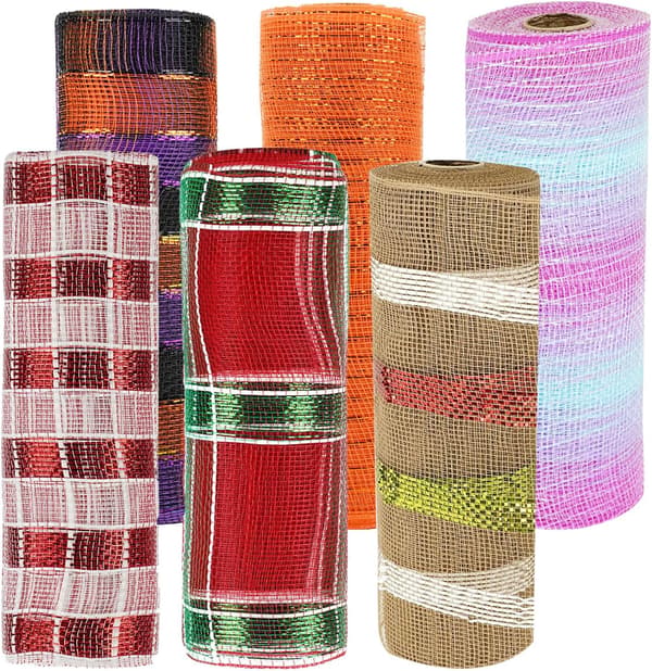 Deco Mesh Bånd, Dekorativt julemeshbånd, Halloween Deco Mesh-ruller til fremstilling af kranse, håndværk og julepynt
