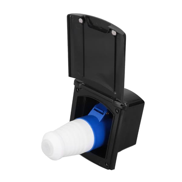 32A 220V-250V RV External Power Socket Box 3-Pin Plug Waterproof Built-in Mounting for RVs Trailer Black