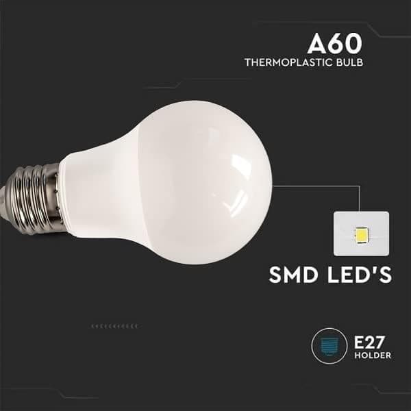 (Färg: Varmvit) 10 st LED-lampor E27-sockel 9W (motsvarar 60W)