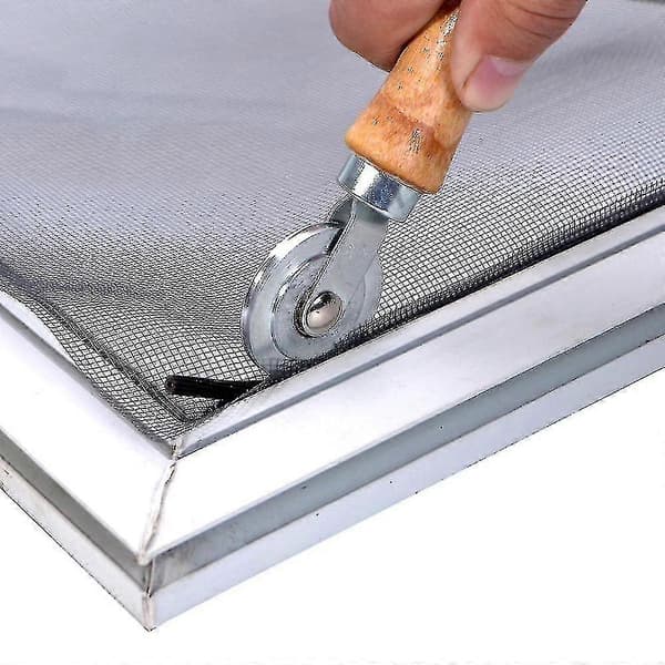 Rolling tool with steel wheels for screen doors