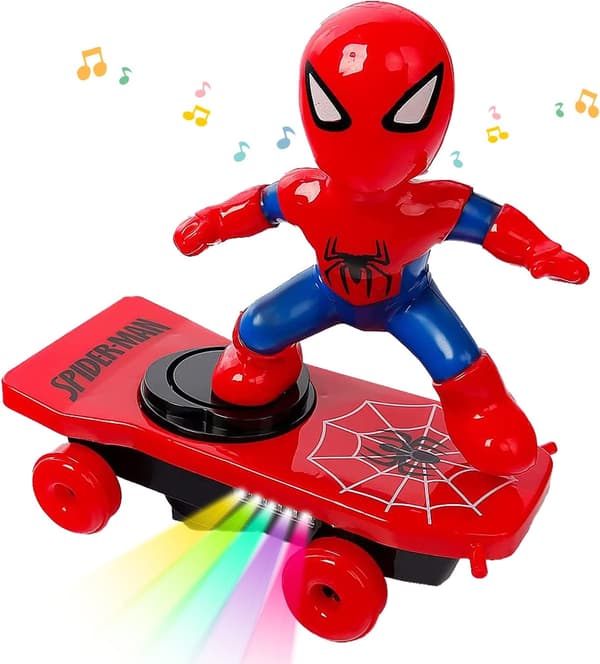 Spider Man Legetøjsbil til Børn, Spider Man Køretøj med Lyd og Lys, 360° Stunt Legetøjsbil, Spid