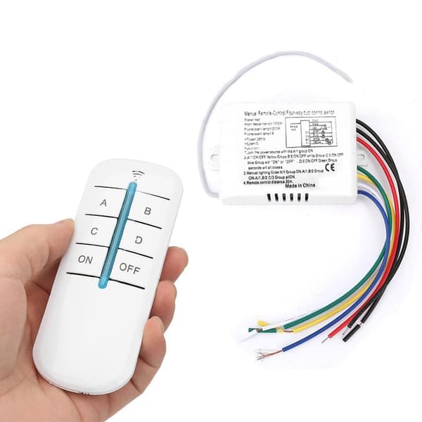 Wireless Light Switch, 4-Way Remote Control Light Switch, ON/OFF 200V-240V Wall Light Switch for Home Lighting