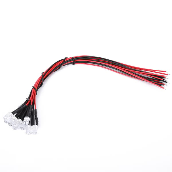 50 pcs 12V Pre-wired Round Head LED Light Bead 5mm Multi-color Fast Flashing