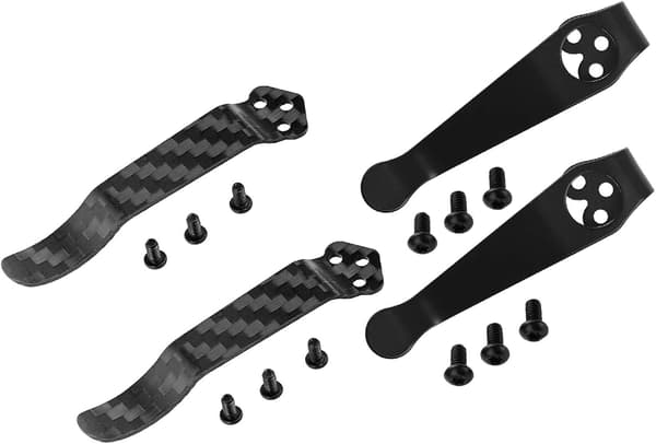 2-pack djup bärficka i titan (svart, 3-håls, 2,09\") med skruvar för Spyderco C81/C10/C11/Paramilitary 2 legering kolfiber PM2