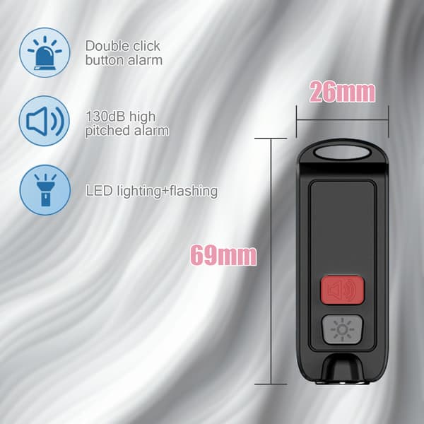Panikalarm 130 dB, LED-lys, IP66 vandtæt Sort