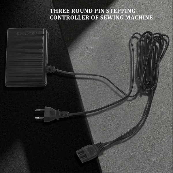 Foot Pedal with Power Cord for Household Sewing Machine, EU Plug 200-240V, Black