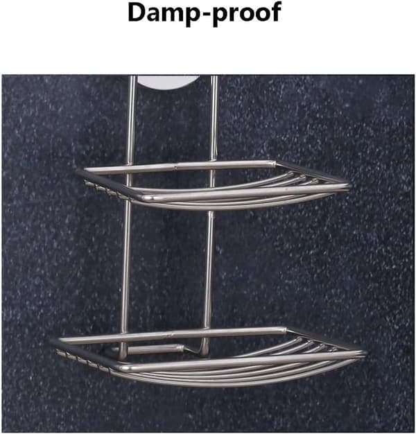 19*13*9cm Double-Layer Soap Holder - Suction Cup Wall Mounted, No Drilling - Stainless Steel - for Shower, Bathroom