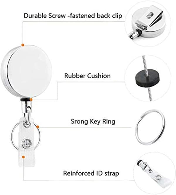 2-pack Heavy Duty Retractable ID Card Holders, Metal ID Card Holders