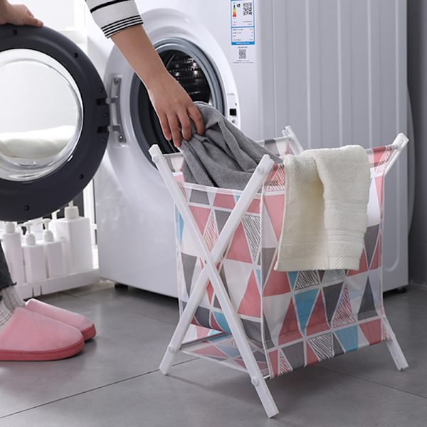 Foldable Portable Laundry Storage Basket Large Freestanding Clothes Hamper Storage for Home Checkered Checkered