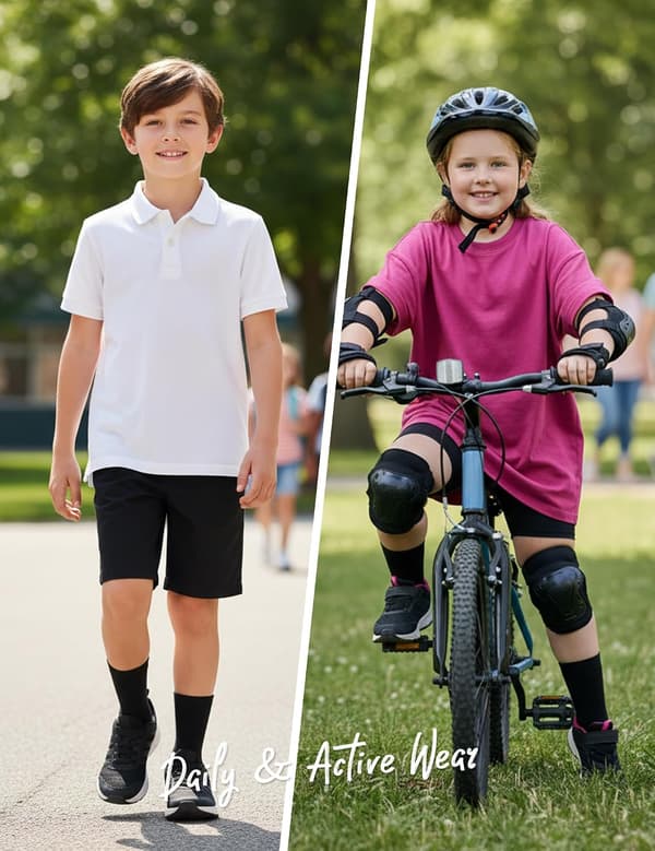 Barn Crew Sokker Bomull Gutter Jenter Skolesokker 8/10 Pakke Atletisk Basic Høst Uformell Sport Ensfarget ---- Svart 8-10 År 8-10 Years Plain ---- Black