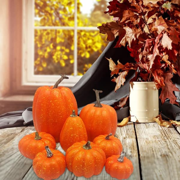 Thanksgiving kunstige gresskar 8-pakning DIY Landsted-gresskar -