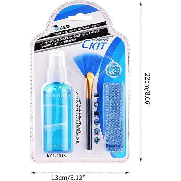 Liquid cleaner for LCD screens (TVs, tablets, laptops) and camera lenses, with cloth and brush