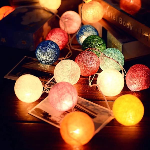 Waterproof Decorative Cotton Ball String Lights with LED for Wedding, 4.2m, USB Powered