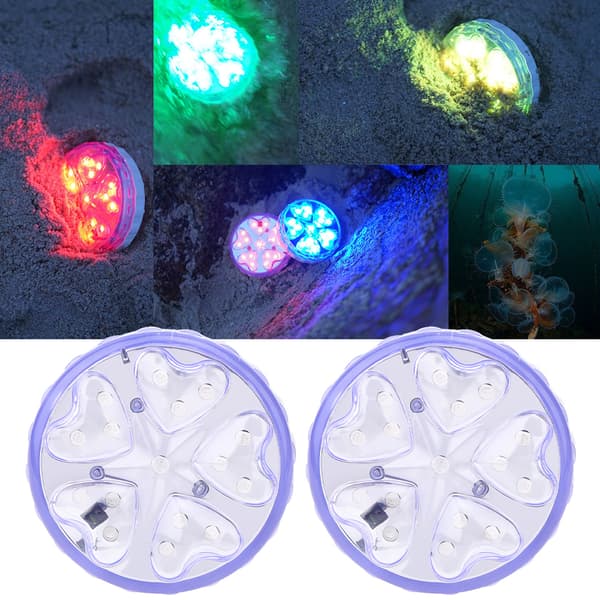 2 Pcs Underwater LED Lights Submersible Square Pond Lamps for Pool with Remote Control