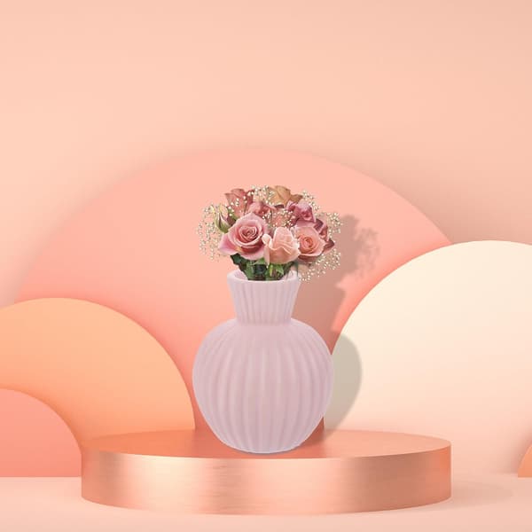 Keramisk blomstervase Unikt utvendig design Enkel å vedlikeholde Rosa Hydroponisk beholder