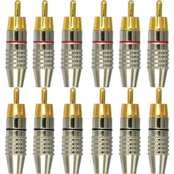 12 stk. RCA han-stik, RCA lyd- og videostik, RCA terminal lydstik, RCA loddefri stik, RCA stikforbindelser