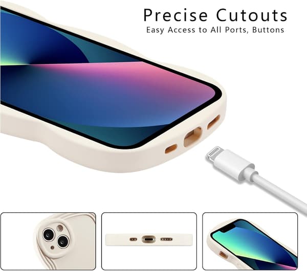 Søt ensfarget deksel kompatibel med iPhone 13, Off White
