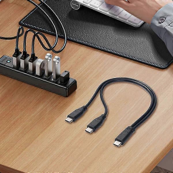 30 cm USB C till dubbel Typ C hane laddningskabel för snabb strömförsörjning