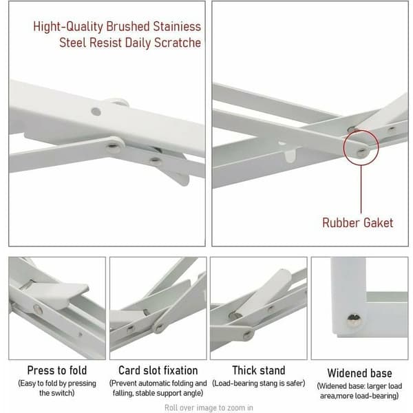 Shelf Bracket Set of 2 250mm Shelf Brackets, Folding Shelf Bracket, Stainless Steel Wall Mounted Folding Bracket, 50KG/110lbs Load Capacity White