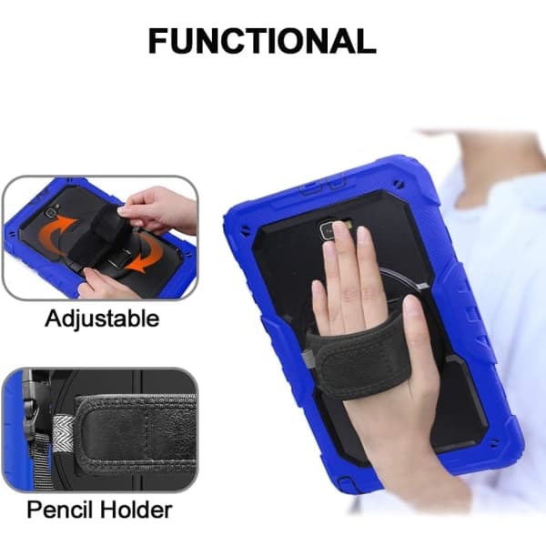 Samsung Galaxy Tab A 10.1 Case 2016 SM-T580/T585 with Screen Protector for Kids Shockproof Rugged Case Pen Holder Blue