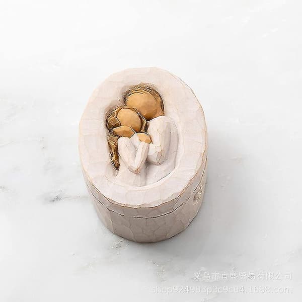 Sculpted Hand-Painted Keepsake Box, Carved Jewelry Box Pair-a